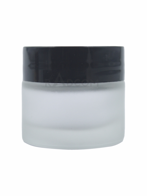 10Gm Glass Jar - Frosted-With Plastic  Black Cap With Inner Lid